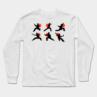 Wushu Poses Art Silhouettes Long Sleeve T-Shirt